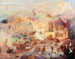 Phantasmagorical scene, also called liberty by Adolphe Leon Willette Oil Painting