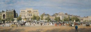 Vue generale des theatres du boulevard du Temple by Adolphe Martial Potemont Oil Painting