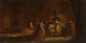 A Woodland Fete by Adolphe Monticelli Oil Painting