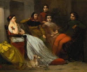 Conversation D'apres Diner by Adolphe Monticelli Oil Painting