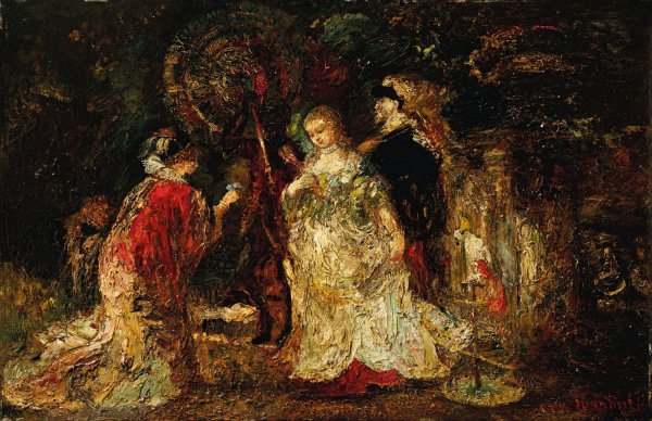 Main Product Photo of Elegant women in a park Painting by Adolphe Monticelli