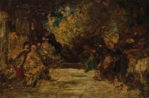 Figures on a Terrace by Adolphe Monticelli Oil Painting