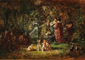 Liebesreigen in Parklandschaft by Adolphe Monticelli Oil Painting