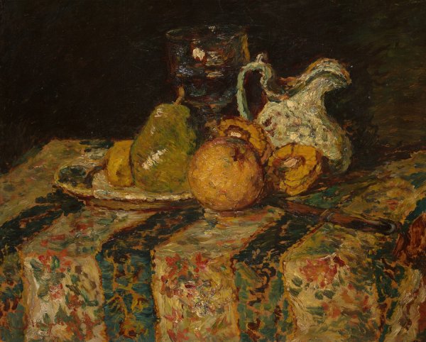 Still Life With Fruit And Wine Jug  by Adolphe Monticelli - Hand-Painted Oil Painting Reproduction