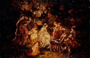The Empress Eugenie at St. Cloud by Adolphe Monticelli Oil Painting