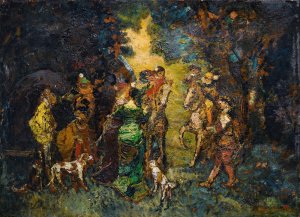 The Hunting Meeting by Adolphe Monticelli Oil Painting