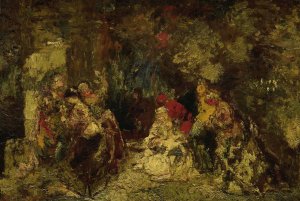 Women in a forest by Adolphe Monticelli Oil Painting