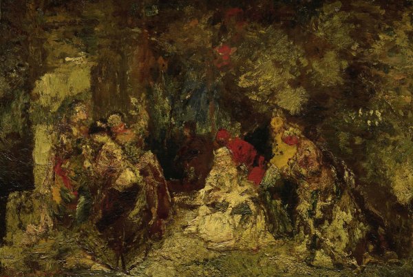 Main Product Photo of Women in a forest  Painting by Adolphe Monticelli