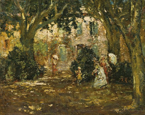 Main Product Photo of Women In A Garden Painting by Adolphe Monticelli