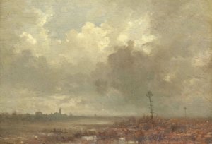Riviergezicht bij avond by Adolphe Mouilleron Oil Painting