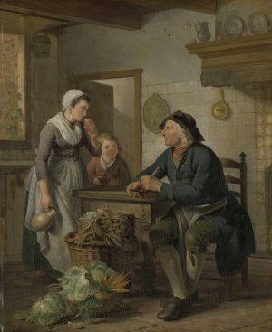 Morning Visit by Adriaan De Lelie Oil Painting