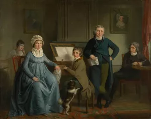 Music-making family by Adriaan De Lelie Oil Painting