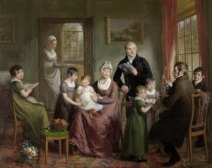 Portrait of the Family of Adrianus Bonebakker with Dirk L. Bennewitz by Adriaan De Lelie Oil Painting