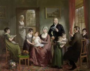 Portrait of the Family of Adrianus Bonebakker with Dirk L. Bennewitz by Adriaan De Lelie Oil Painting
