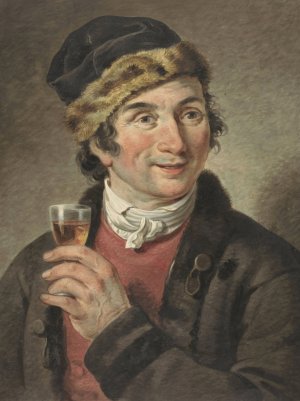 Portret van Adriaan de Lelie, met muts op by Adriaan De Lelie Oil Painting