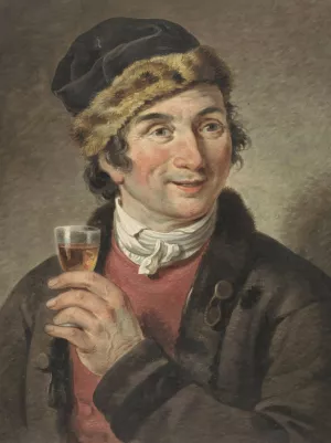 Portret van Adriaan de Lelie, met muts op by Adriaan De Lelie Oil Painting