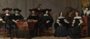 De regenten en regentessen van het Oude Mannen- en Vrouwengasthuis by Adriaen Backer Oil Painting