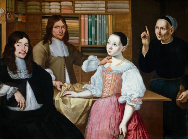 In the Draper's Shop  by Adriaen Bloem - Hand-Painted Oil Painting Reproduction