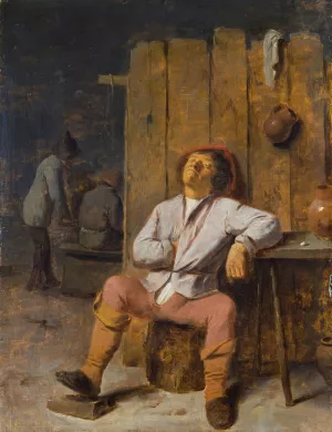 A Boor Asleep by Adriaen Brouwer Oil Painting