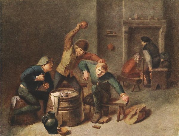 Main Product Photo of Brawling Peasants Painting by Adriaen Brouwer