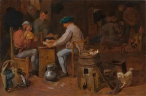 Card Players and Carousers by Adriaen Brouwer Oil Painting