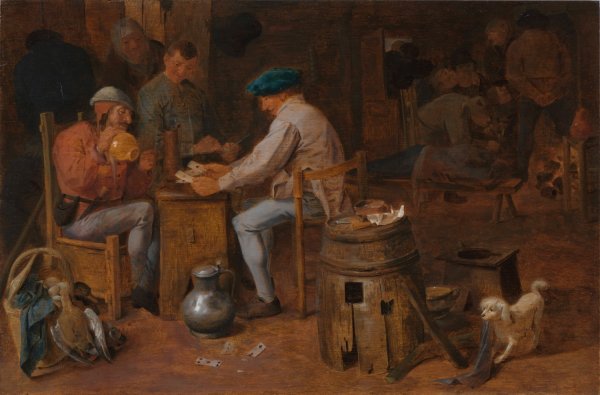 Main Product Photo of Card Players and Carousers Painting by Adriaen Brouwer