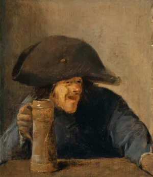 Peasant with Bicorne and Tankard by Adriaen Brouwer Oil Painting