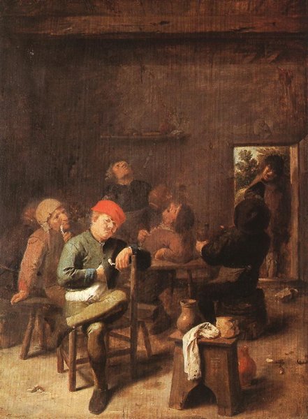 Main Product Photo of Peasants Smoking and Drinking Painting by Adriaen Brouwer
