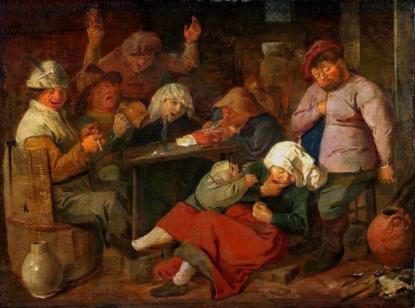 Main Product Photo of Poor Folk Drinking in a Tavern  Painting by Adriaen Brouwer