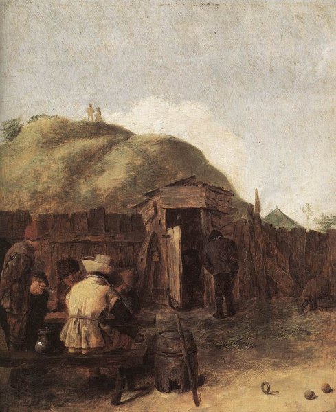 Main Product Photo of Seated Drinkers Painting by Adriaen Brouwer