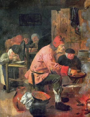 The Pancake Baker by Adriaen Brouwer - Oil Painting Reproduction