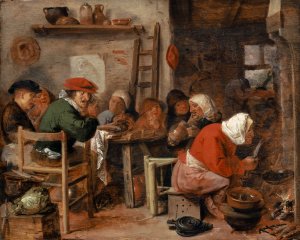 Woman Making Pancakes by Adriaen Brouwer Oil Painting
