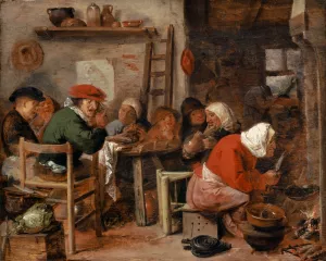 Woman Making Pancakes by Adriaen Brouwer Oil Painting