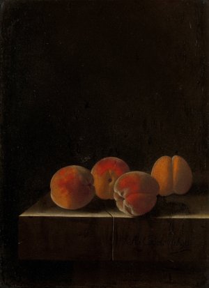 Four Apricots on a Stone Plinth by Adriaen Coorte Oil Painting