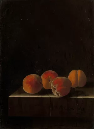 Four Apricots on a Stone Plinth by Adriaen Coorte Oil Painting