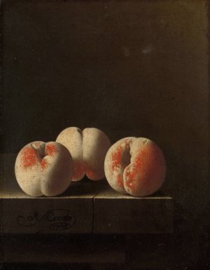 Three Peaches on a Stone Plinth by Adriaen Coorte Oil Painting