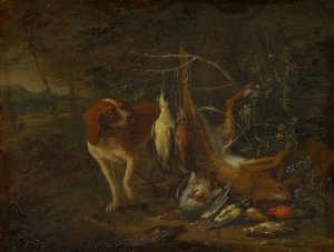 Dog with Dead Game by Adriaen De Gryef Oil Painting