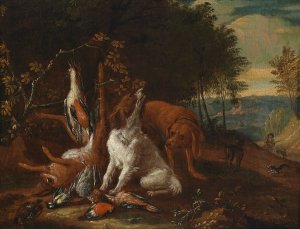 Landschaft mit Jagdstillleben by Adriaen De Gryef Oil Painting