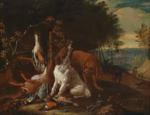 Landschaft mit Jagdstillleben Oil painting by Adriaen De Gryef