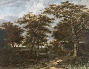 Landscape with hunters by Adriaen Hendriksz Verboom Oil Painting
