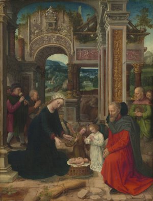 The Adoration of the Shepherds by Adriaen Isenbrant Oil Painting