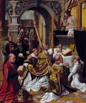 The Mass of Saint Gregory the Great by Adriaen Isenbrant Oil Painting
