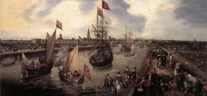 The Harbour of Middelburg by Adriaen Pietersz Van De Venne Oil Painting
