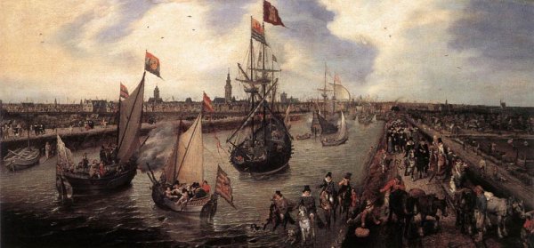 Main Product Photo of The Harbour of Middelburg Painting by Adriaen Pietersz Van De Venne