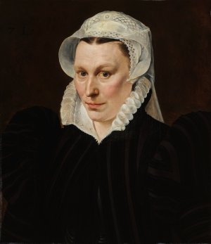 Portret van Magdalena Plantin by Adriaen Thomasz Key Oil Painting