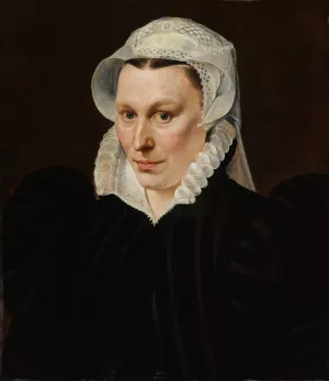 Portret van Magdalena Plantin by Adriaen Thomasz Key Oil Painting