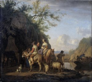 Ferry Boat by Adriaen Van De Velde Oil Painting