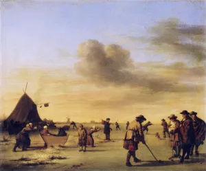 Kolf on the Ice near Haarlem Oil painting by Adriaen Van De Velde