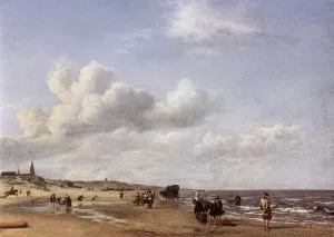 The Beach at Scheveningen by Adriaen Van De Velde - Oil Painting Reproduction
