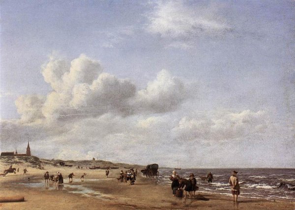 Main Product Photo of The Beach at Scheveningen Painting by Adriaen Van De Velde